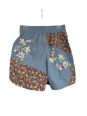 Free People Women's Floral Embroidered Patchwork Shorts Blue Size S